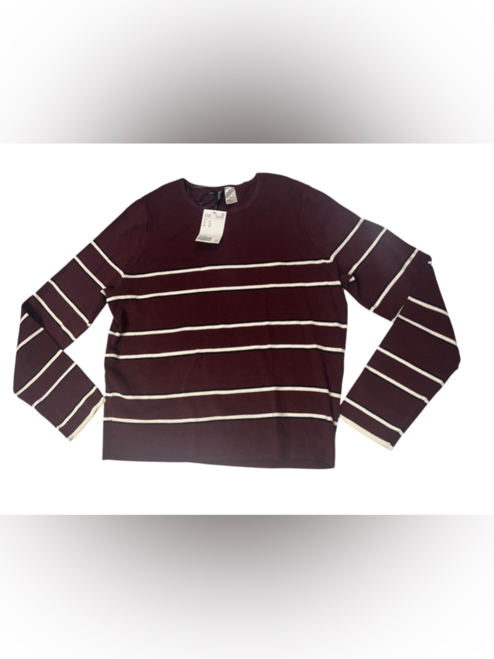 Women’s long sleeve knitted shirt maroon and white size XL